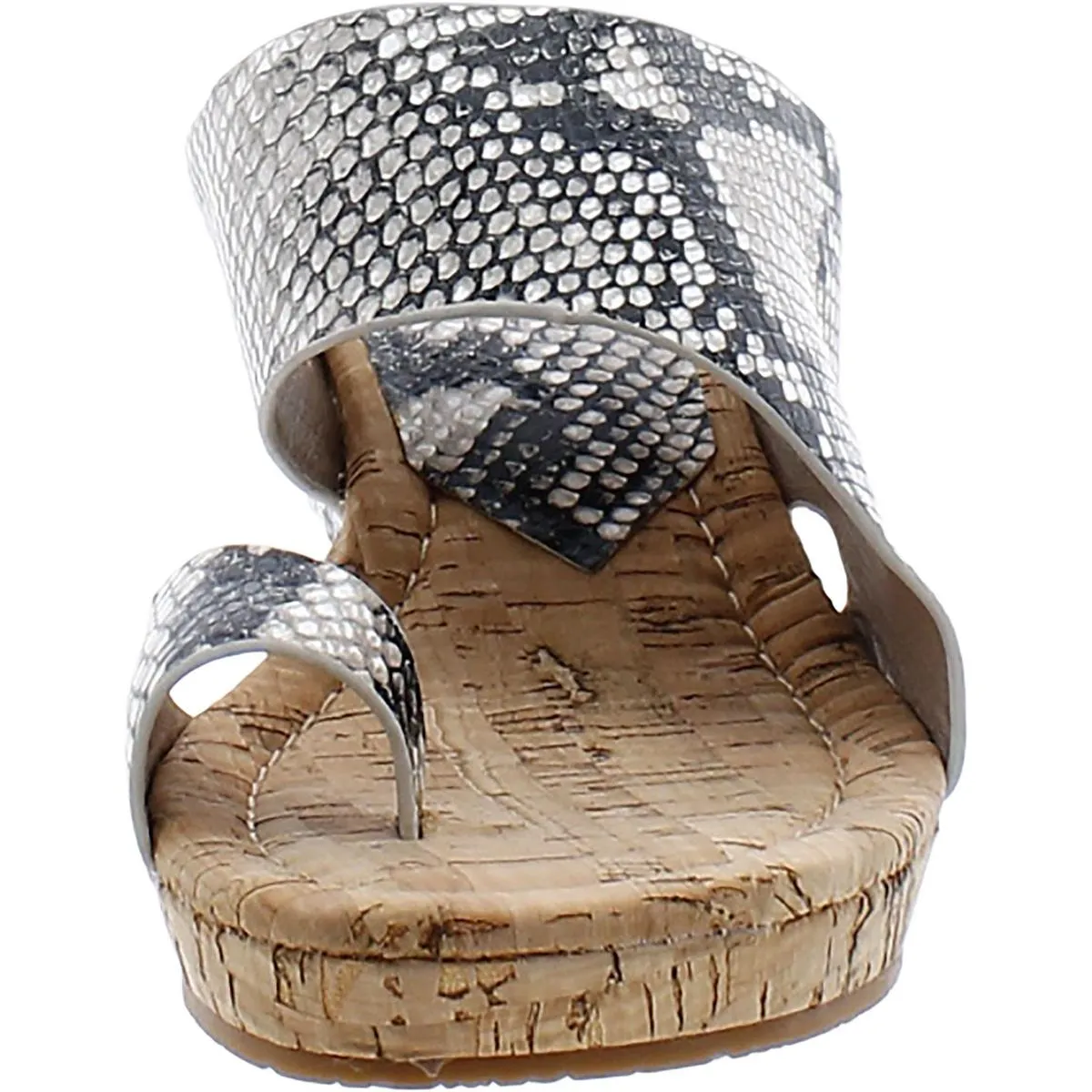 Gretta Womens Leather Toe Loop Wedge Sandals