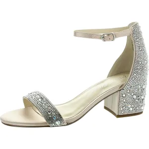 Hale Womens Embellished Satin Block Heel