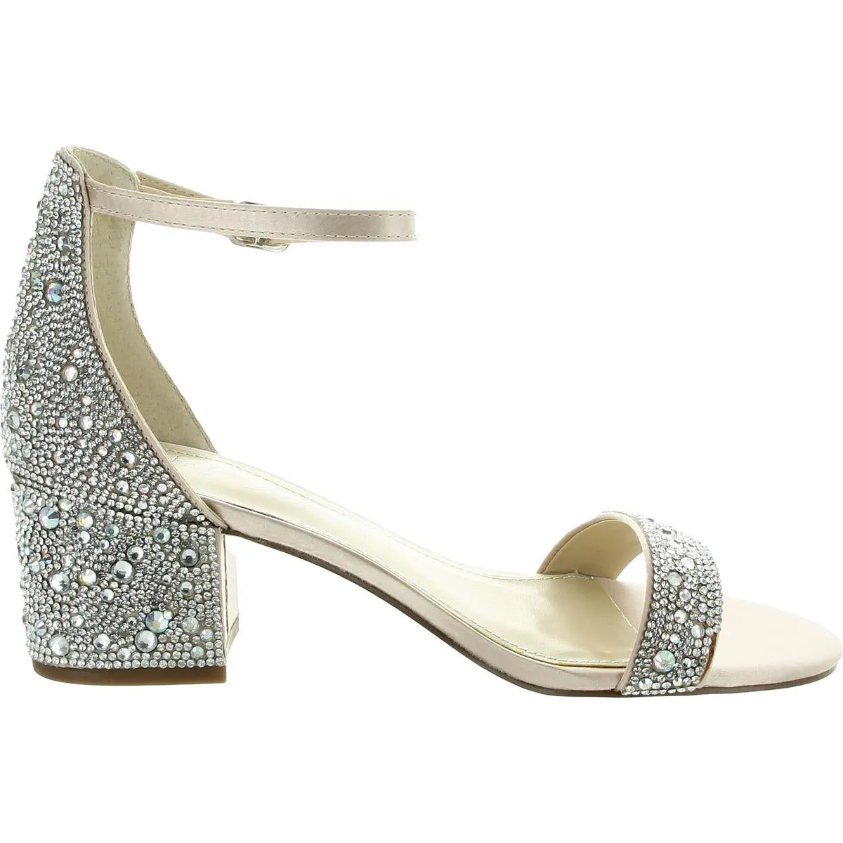 Hale Womens Embellished Satin Block Heel