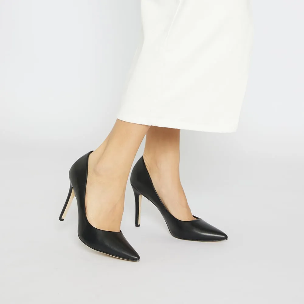 Harbour Heel in Black Smooth