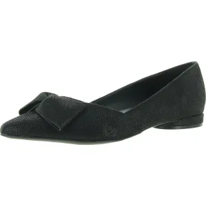 Havana Bow Womens Suede Shimmer Ballet Flats
