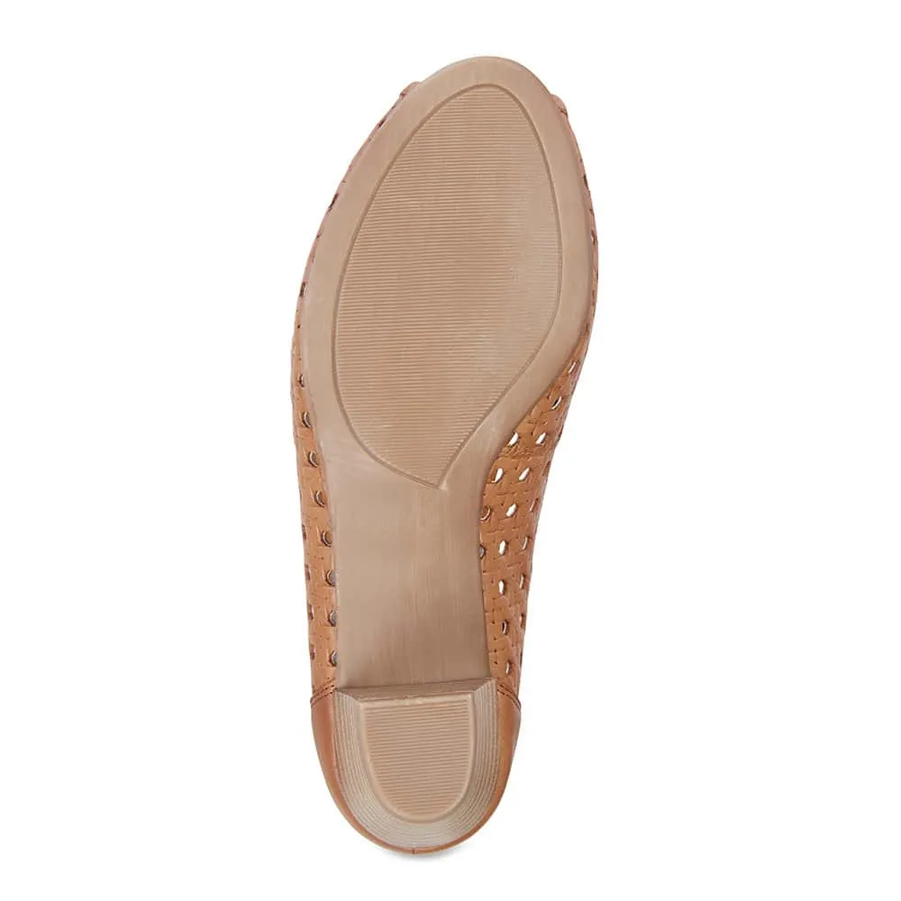 Hazel Heel in Cognac Leather