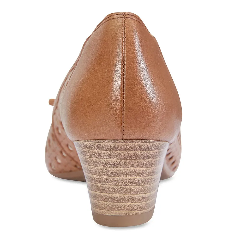Hazel Heel in Cognac Leather