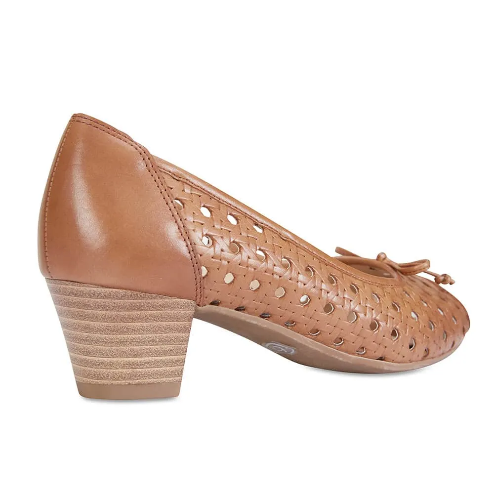 Hazel Heel in Cognac Leather