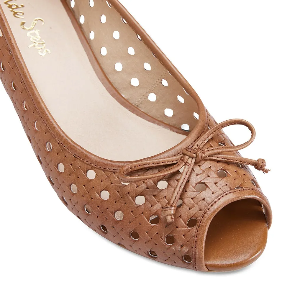 Hazel Heel in Cognac Leather