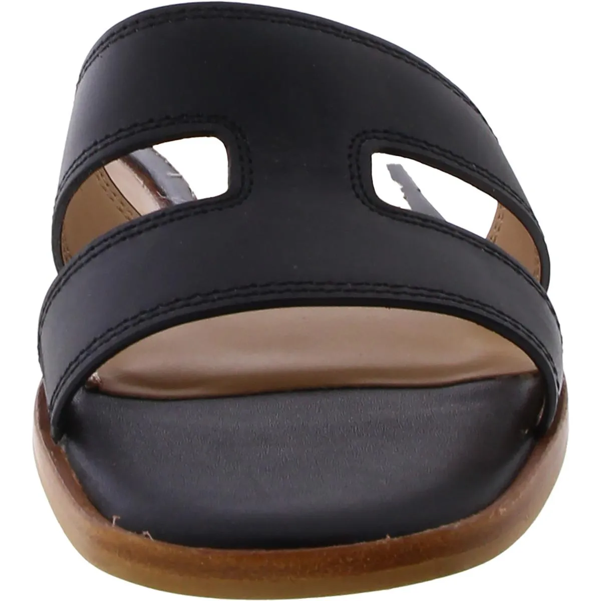Hazel Womens Leather Square Toe Slide Sandals