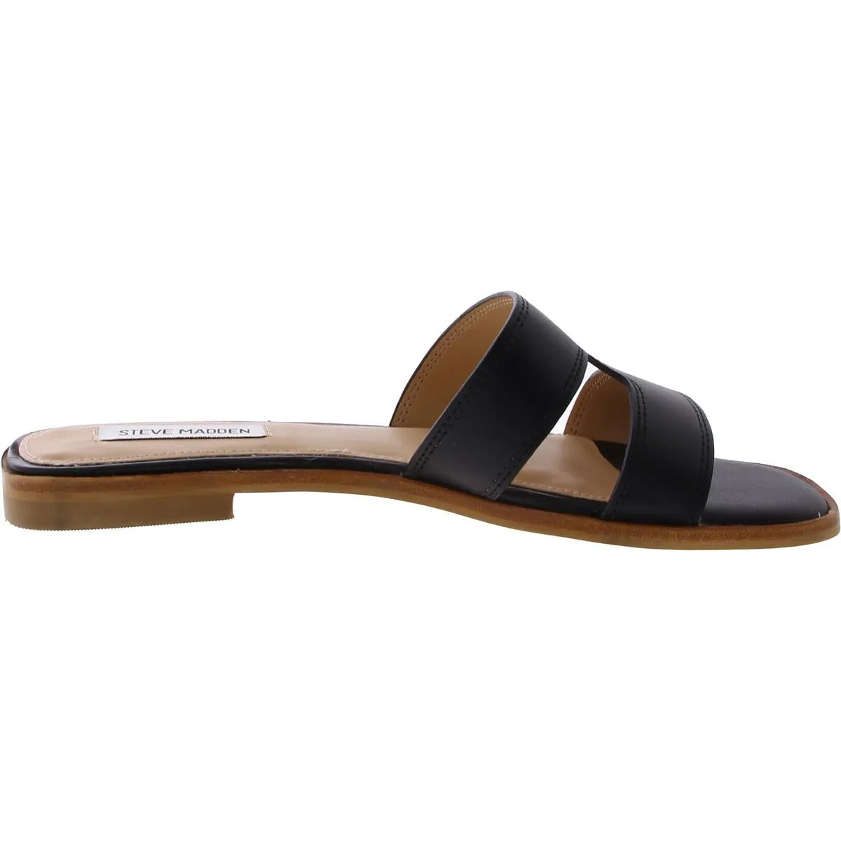 Hazel Womens Leather Square Toe Slide Sandals