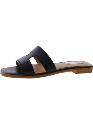 Hazel Womens Leather Square Toe Slide Sandals
