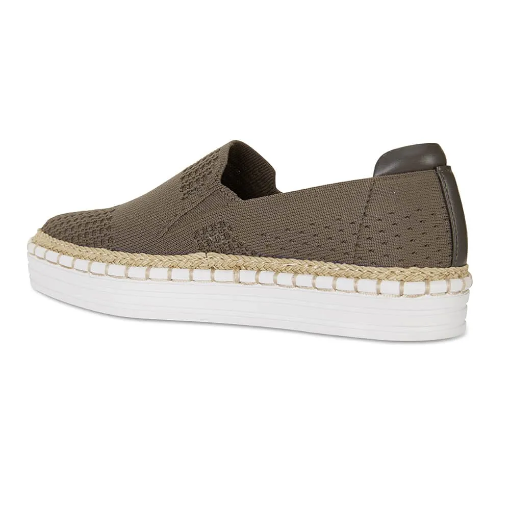 Heart Sneaker in Khaki Fabric