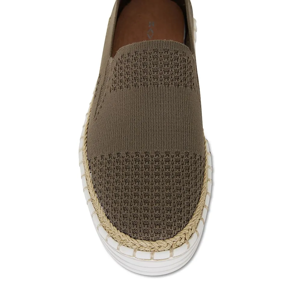 Heart Sneaker in Khaki Fabric