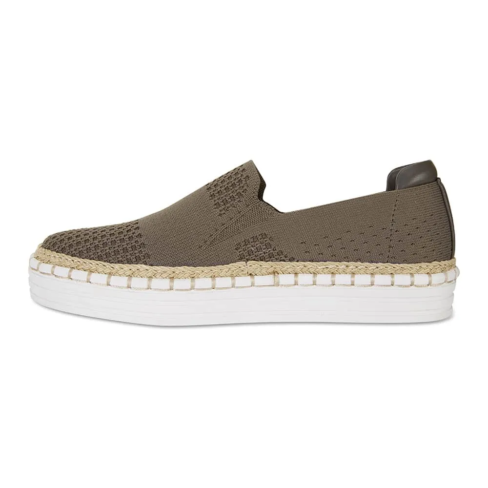 Heart Sneaker in Khaki Fabric