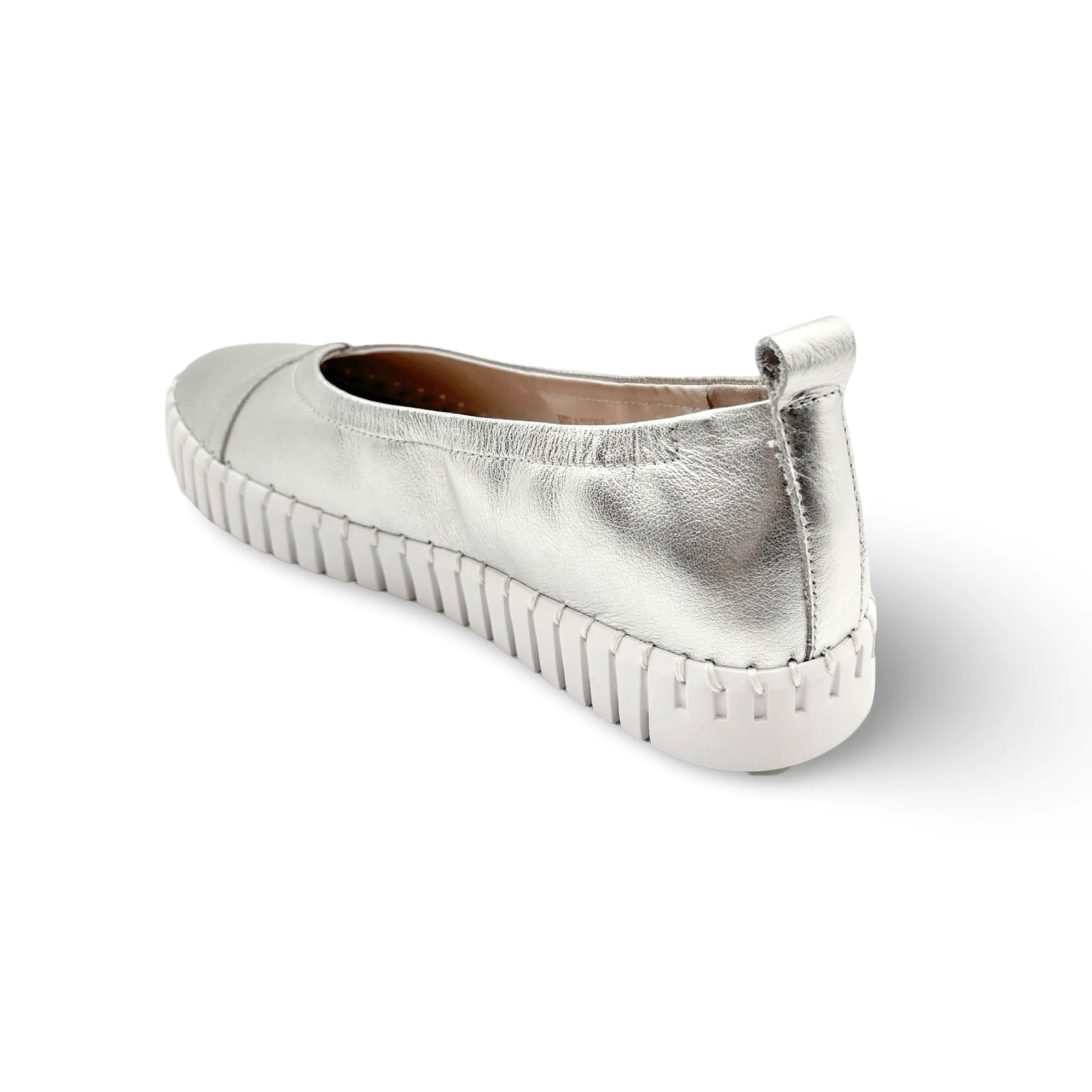 Heaton Silver Leather Flat