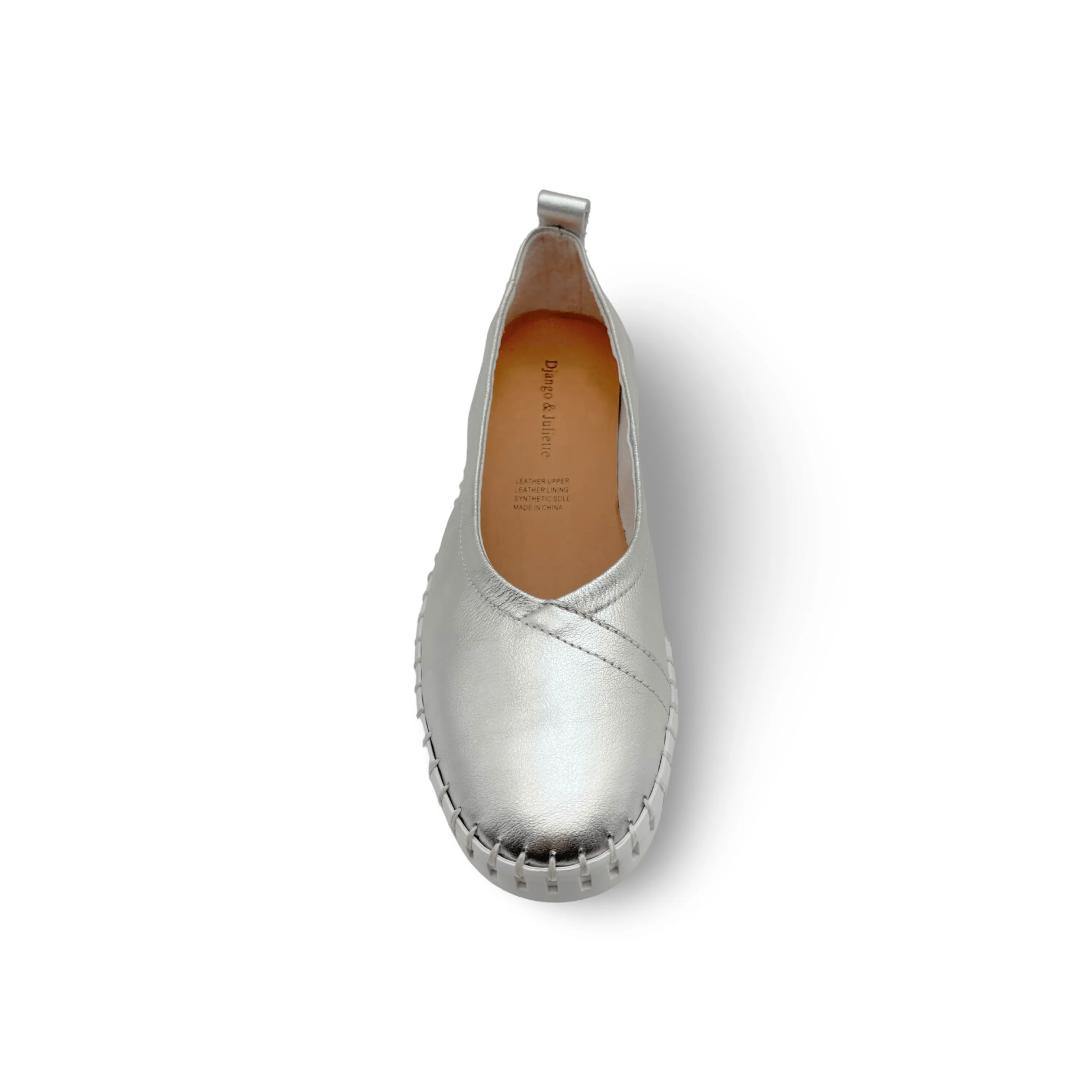 Heaton Silver Leather Flat