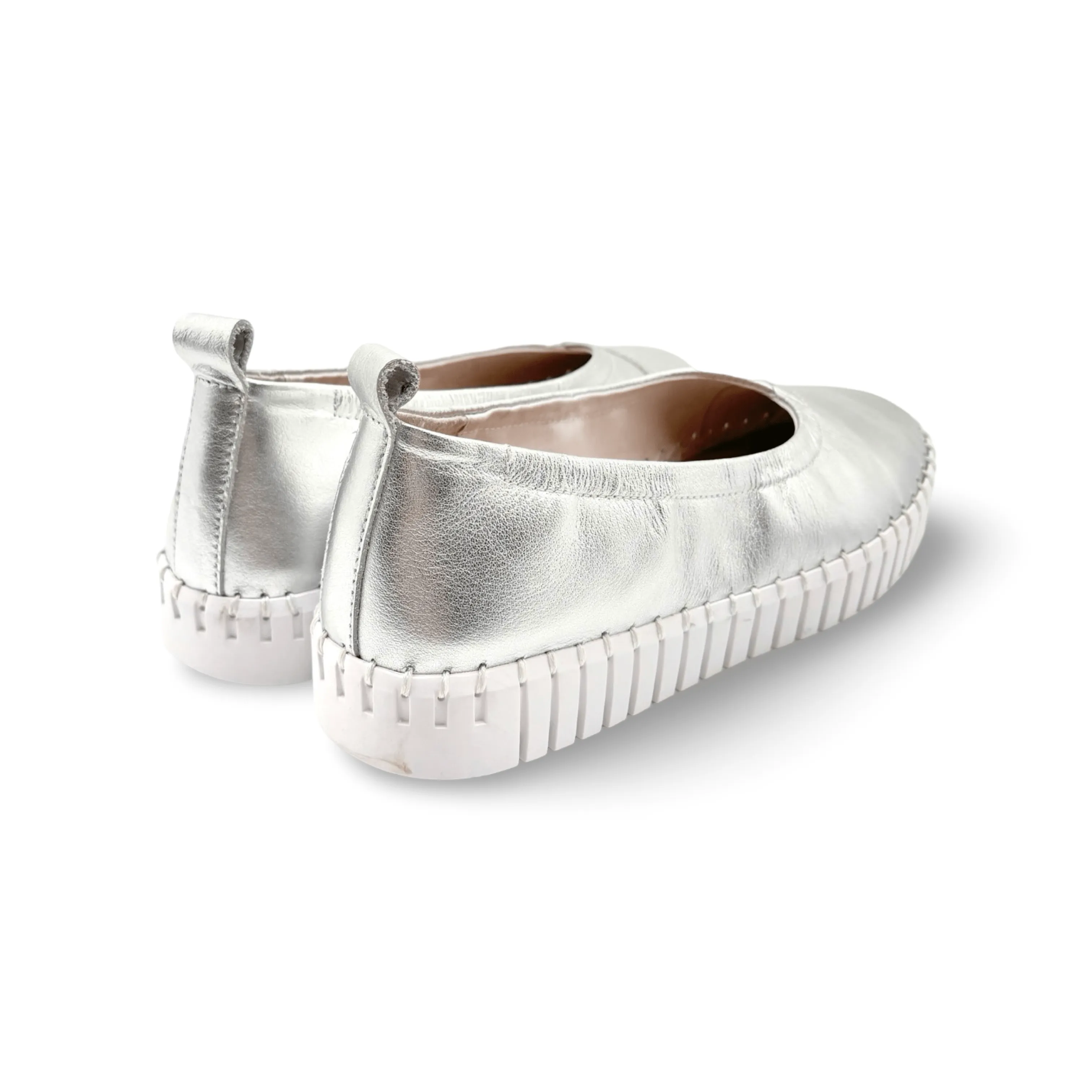 Heaton Silver Leather Flat