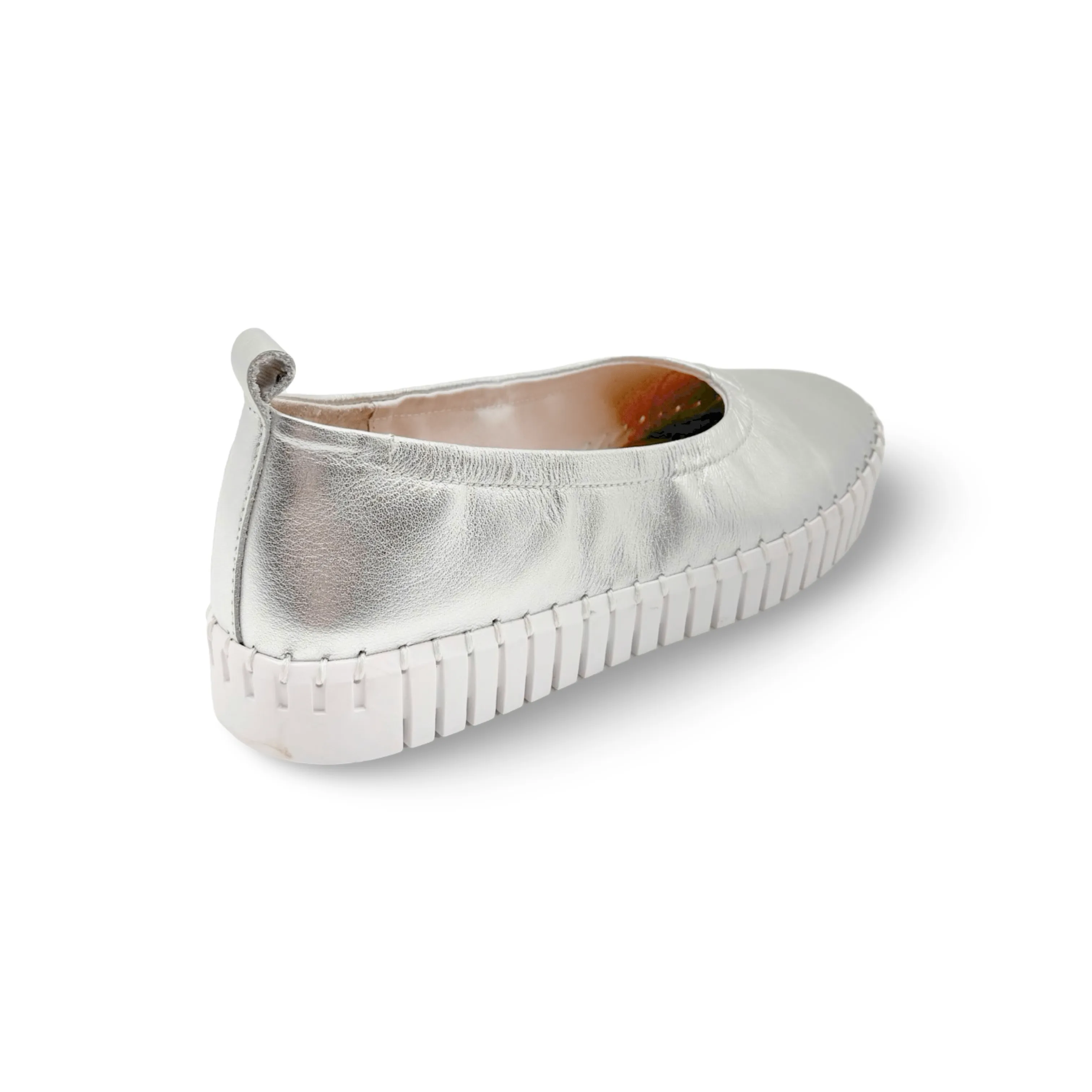 Heaton Silver Leather Flat