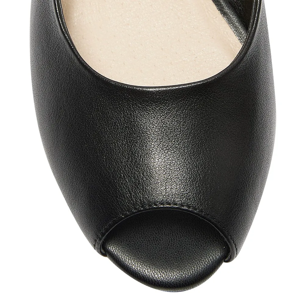 Hilary Heel in Black Leather
