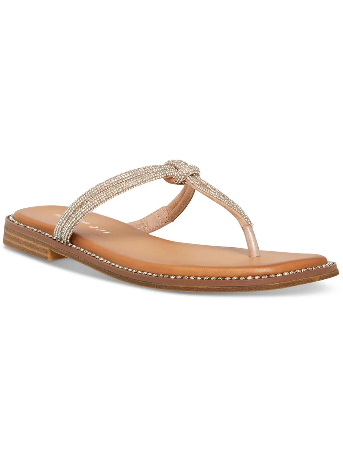 Holis Womens Embellished Thong T-Strap Sandals