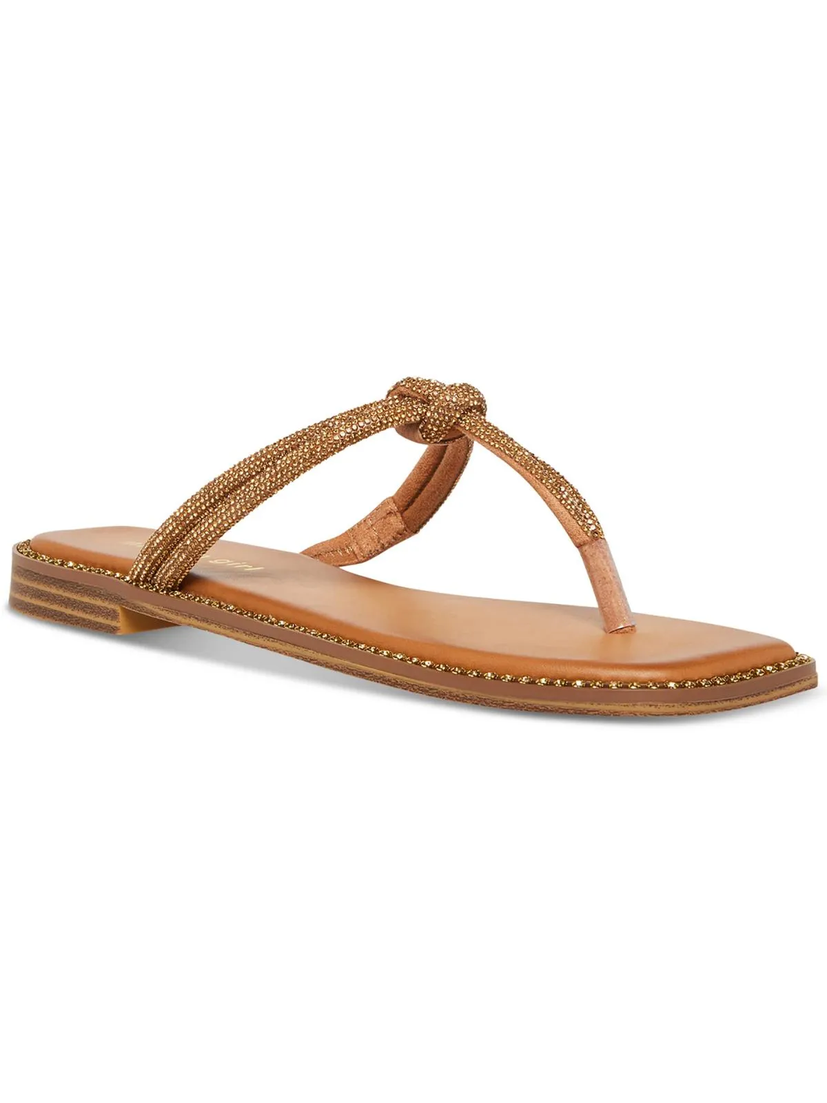 Holis Womens Embellished Thong T-Strap Sandals