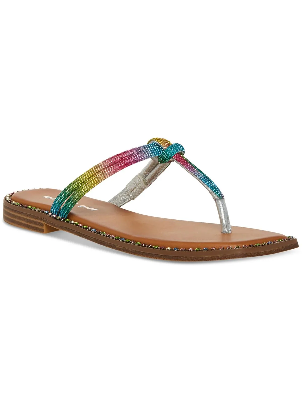Holis Womens Embellished Thong T-Strap Sandals