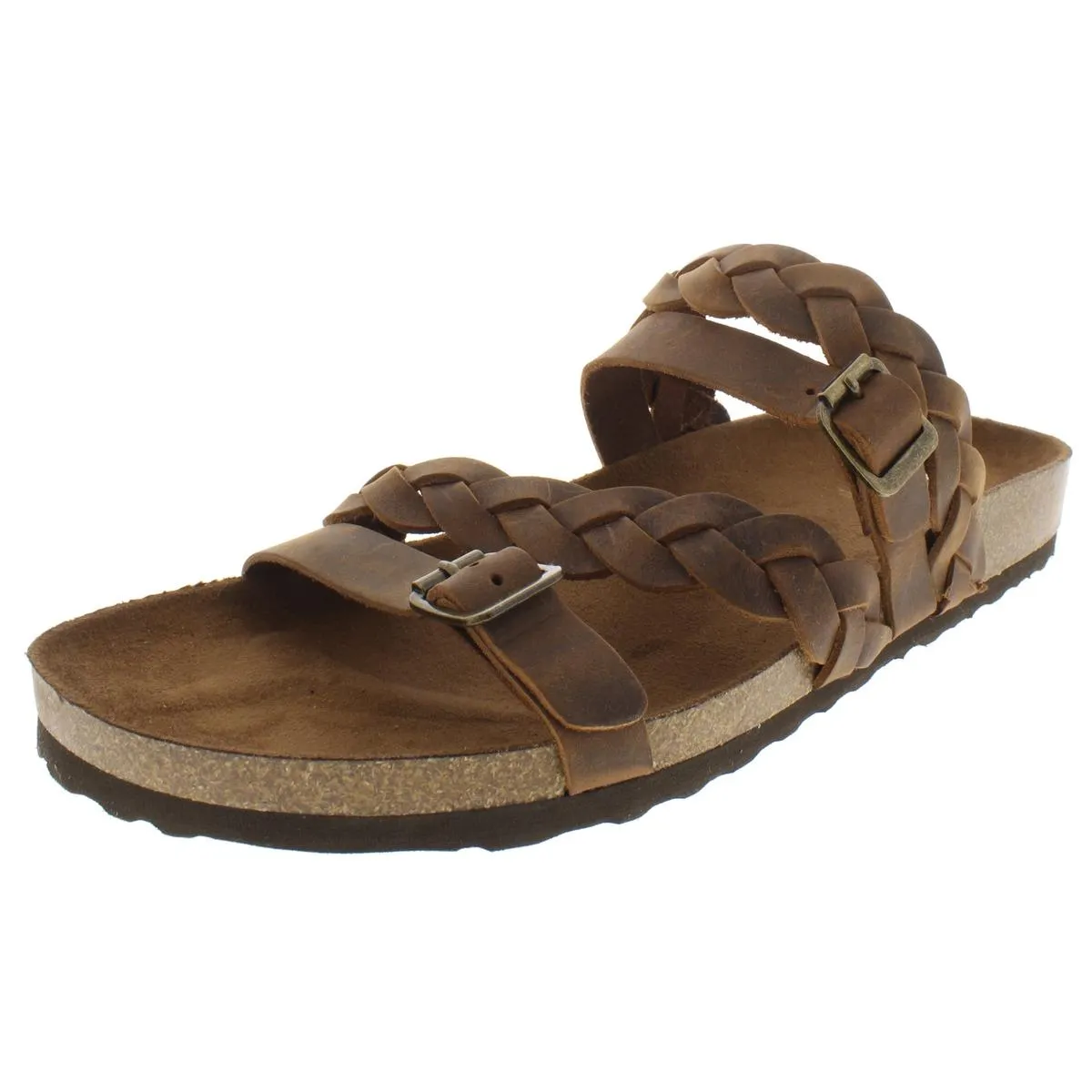 Holland Womens Buckle Braided Footbed Sandals