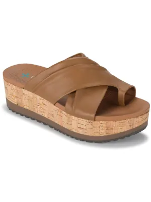 Holly Womens Faux Leather Slip On Slide Sandals