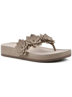 Hot Spot Womens Faux Leather Floral Slide Sandals