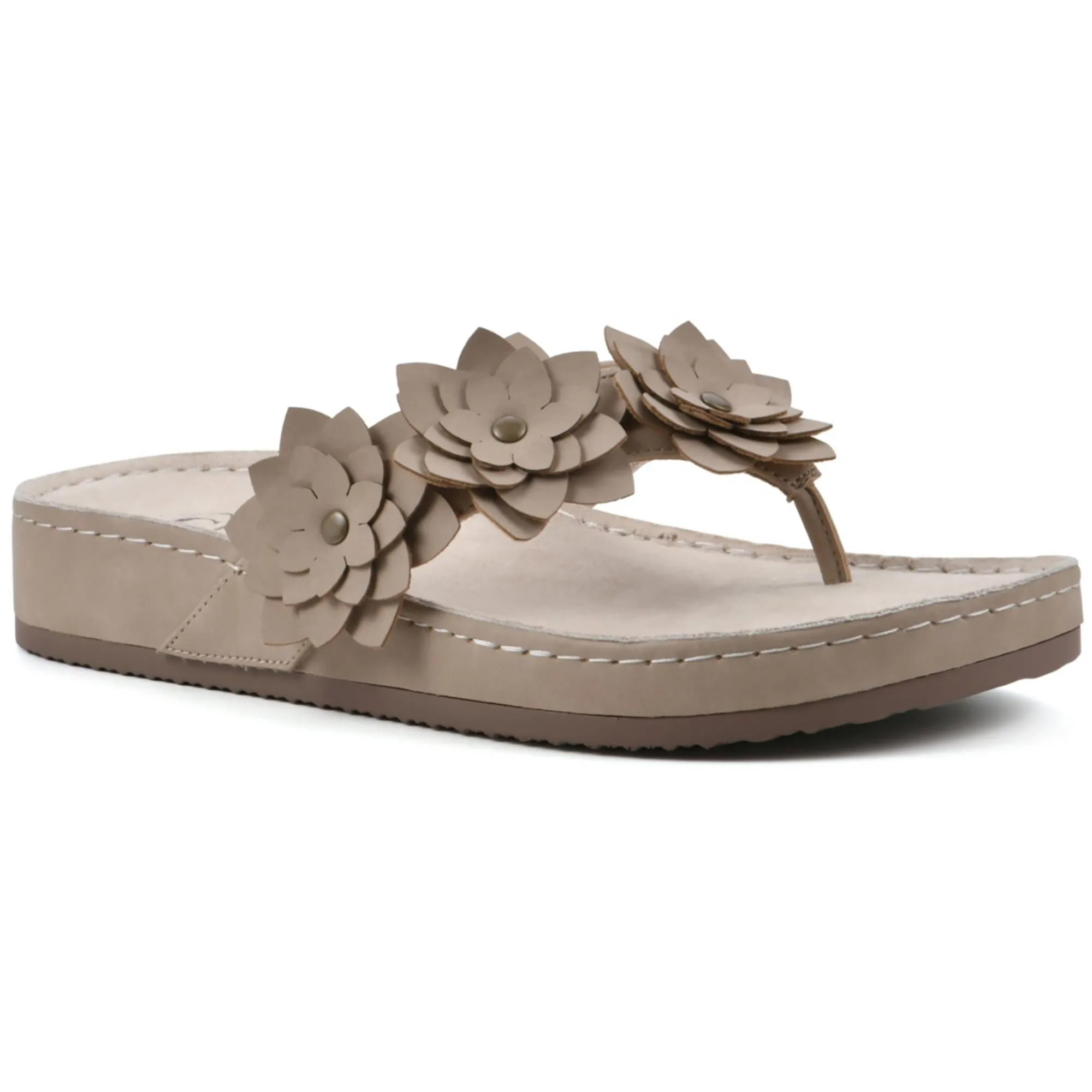 Hot Spot Womens Faux Leather Floral Slide Sandals
