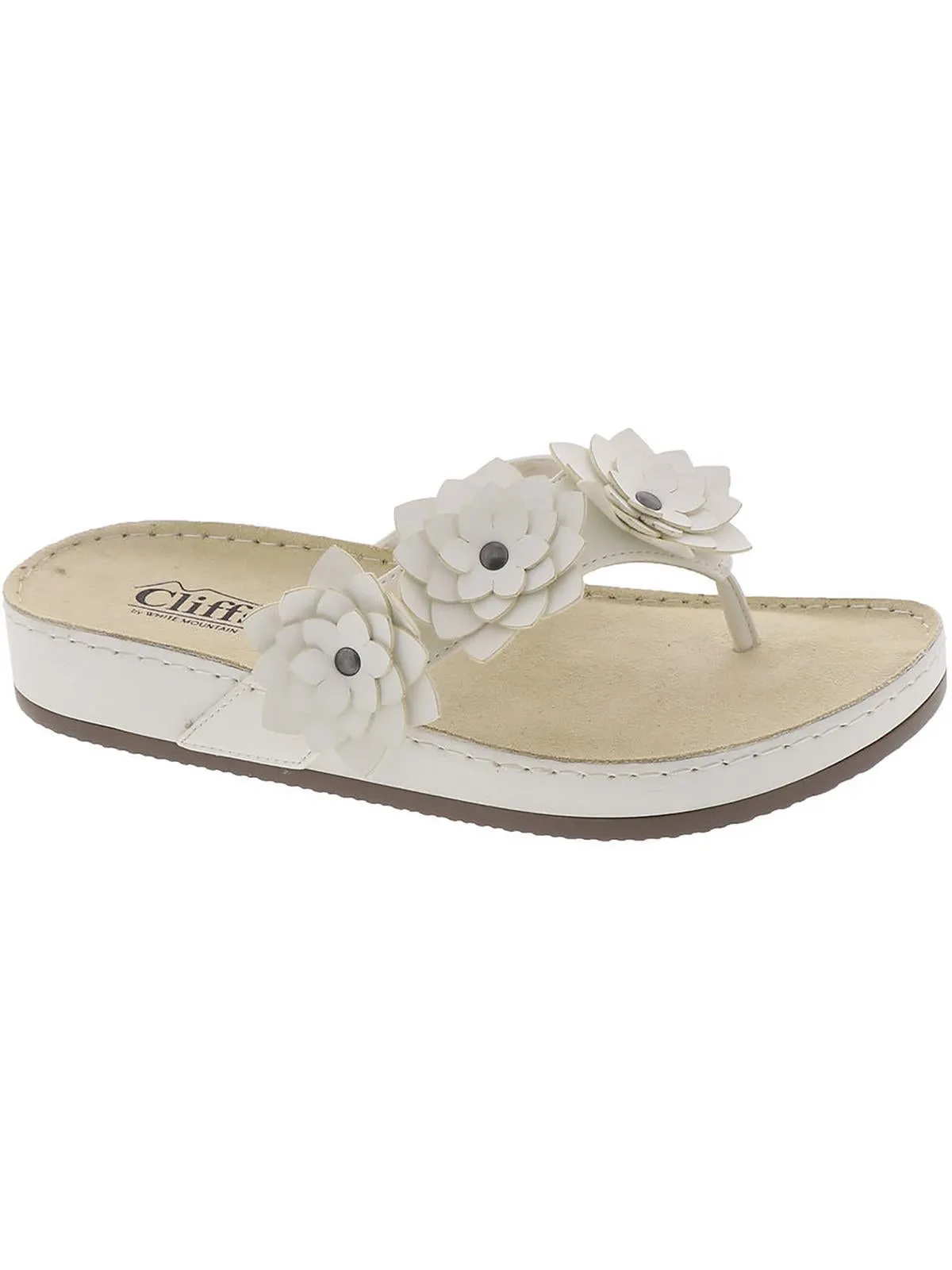 Hot Spot Womens Faux Leather Floral Slide Sandals