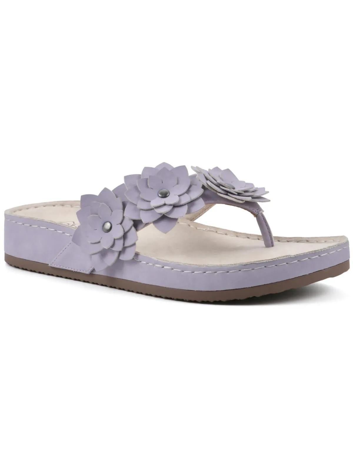 Hot Spot Womens Faux Leather Floral Slide Sandals