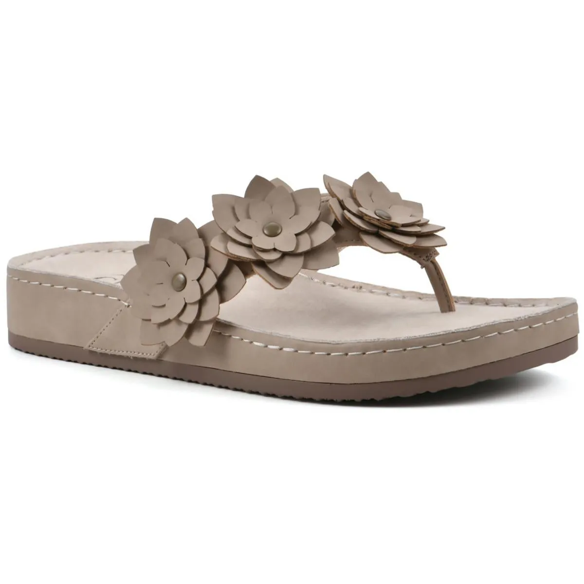 Hot Spot Womens Faux Leather Floral Slide Sandals