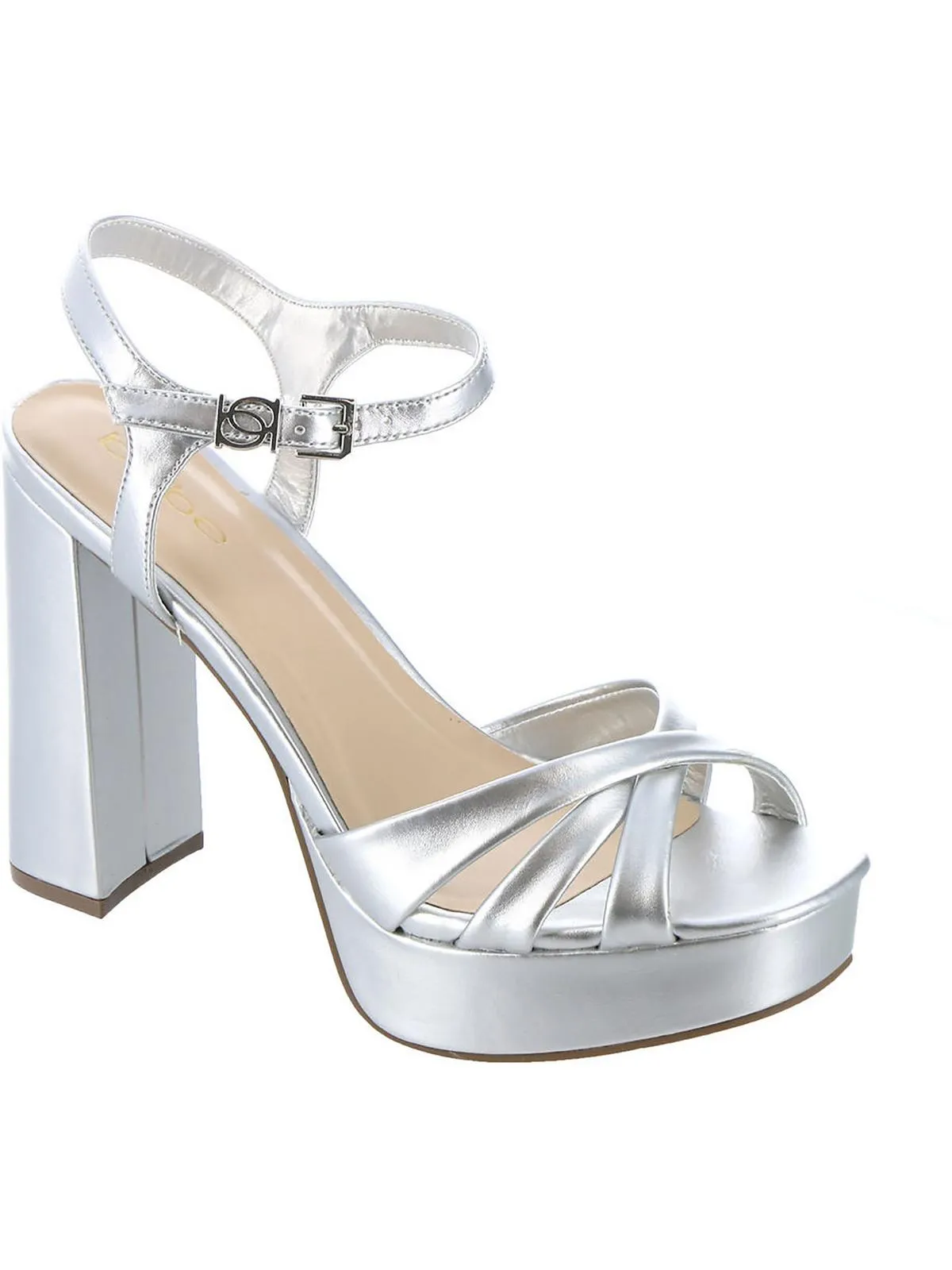 Inessa Womens Faux Leather Metallic Slingback Sandals