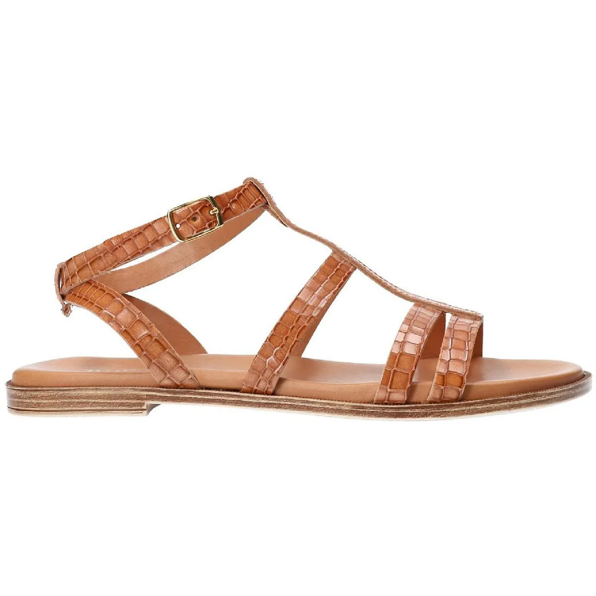 Ira-Italy Womens Embossed Leather Flat Sandals