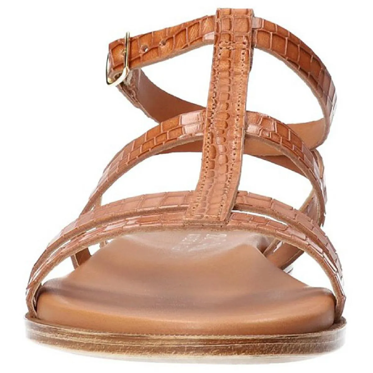 Ira-Italy Womens Embossed Leather Flat Sandals