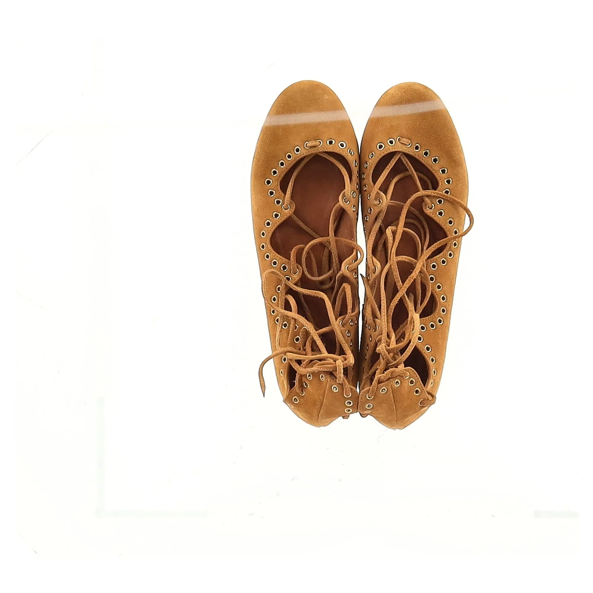 Isabel Marant Leo Eyelet Flats in Brown Suede