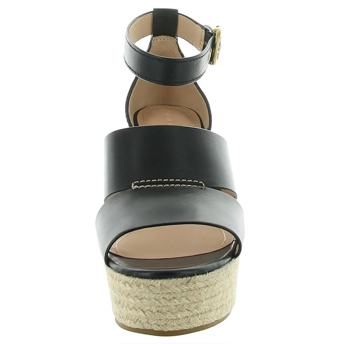Isla Womens Leather Ankle Strap Espadrille Heels