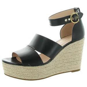 Isla Womens Leather Ankle Strap Espadrille Heels