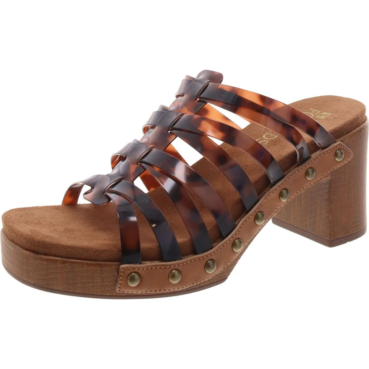 Jack V Womens Studded Caged Block Heel