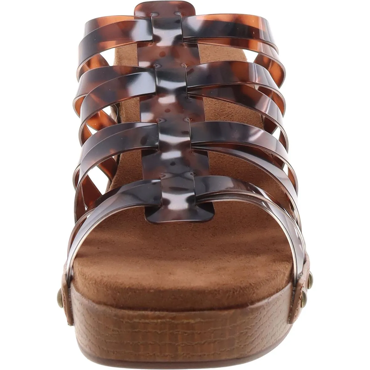 Jack V Womens Studded Caged Block Heel