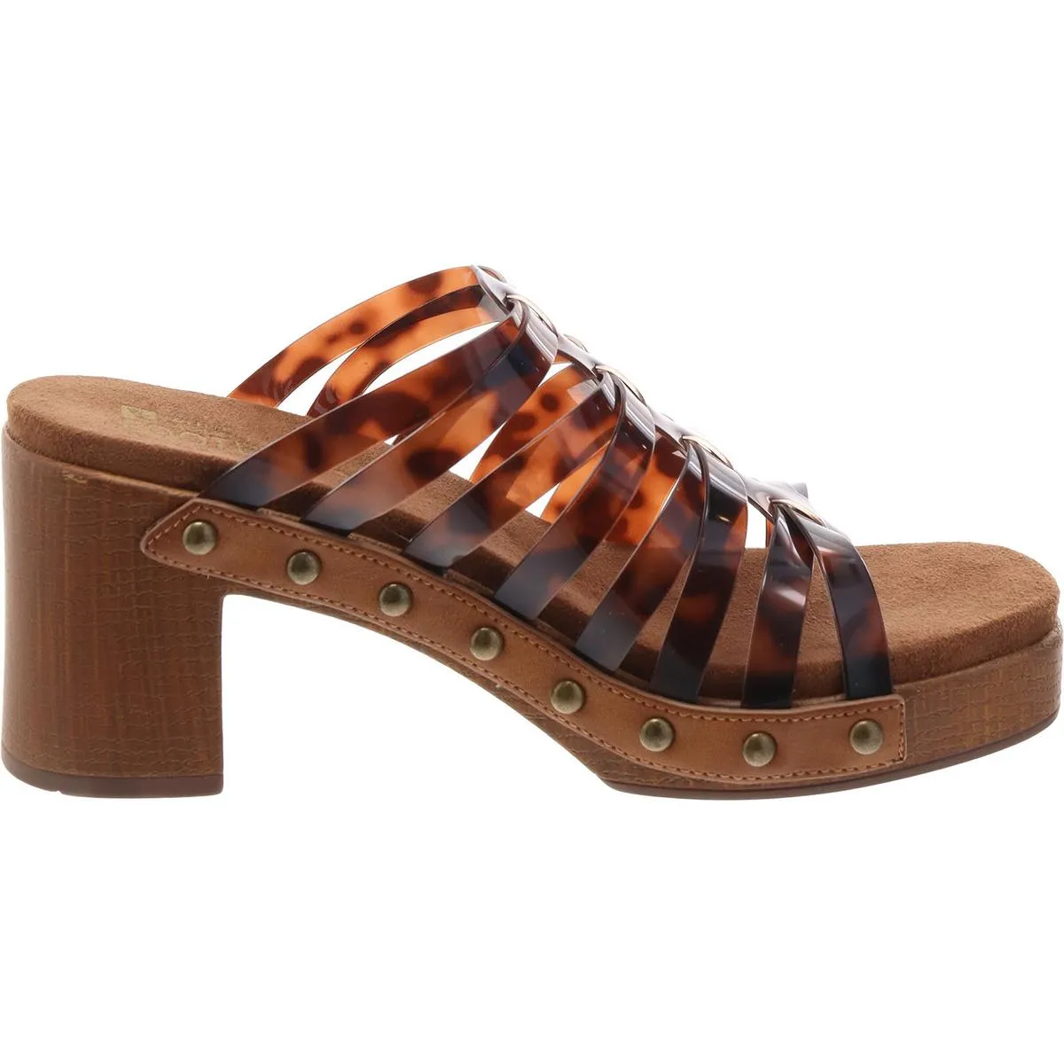 Jack V Womens Studded Caged Block Heel