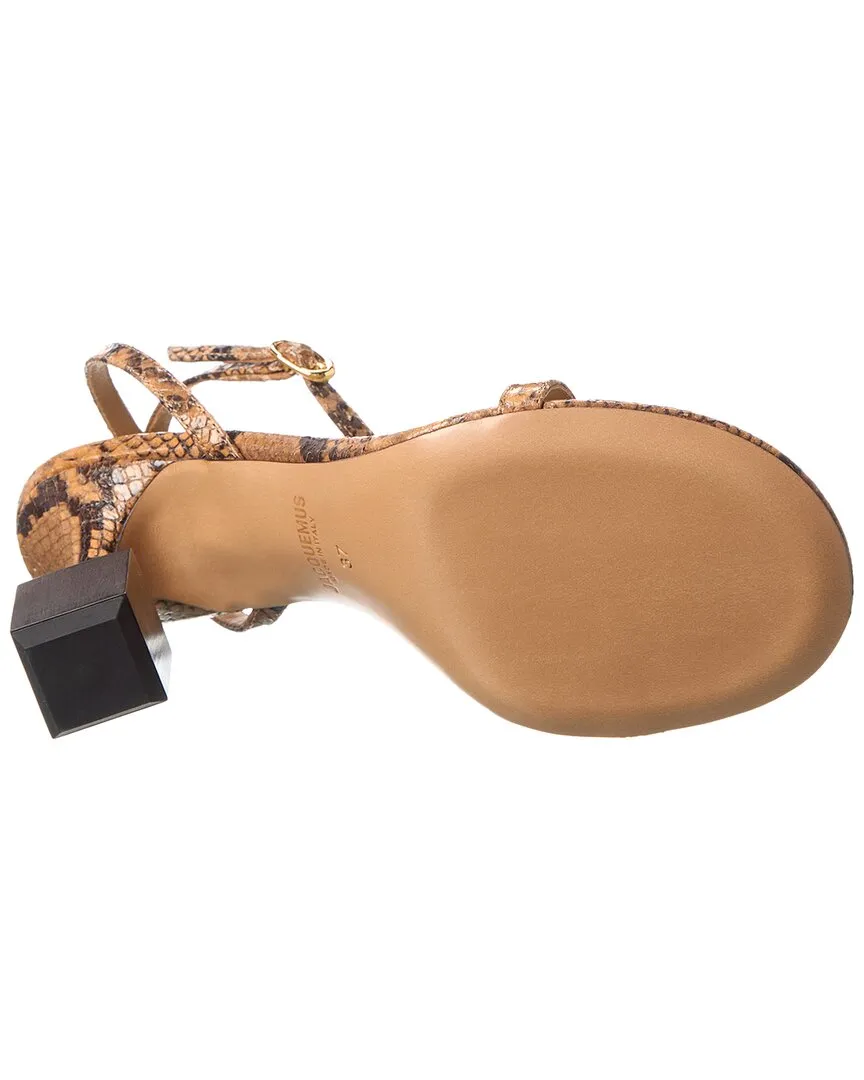 Jacquemus Les Bisou Python-Embossed Leather Sandal