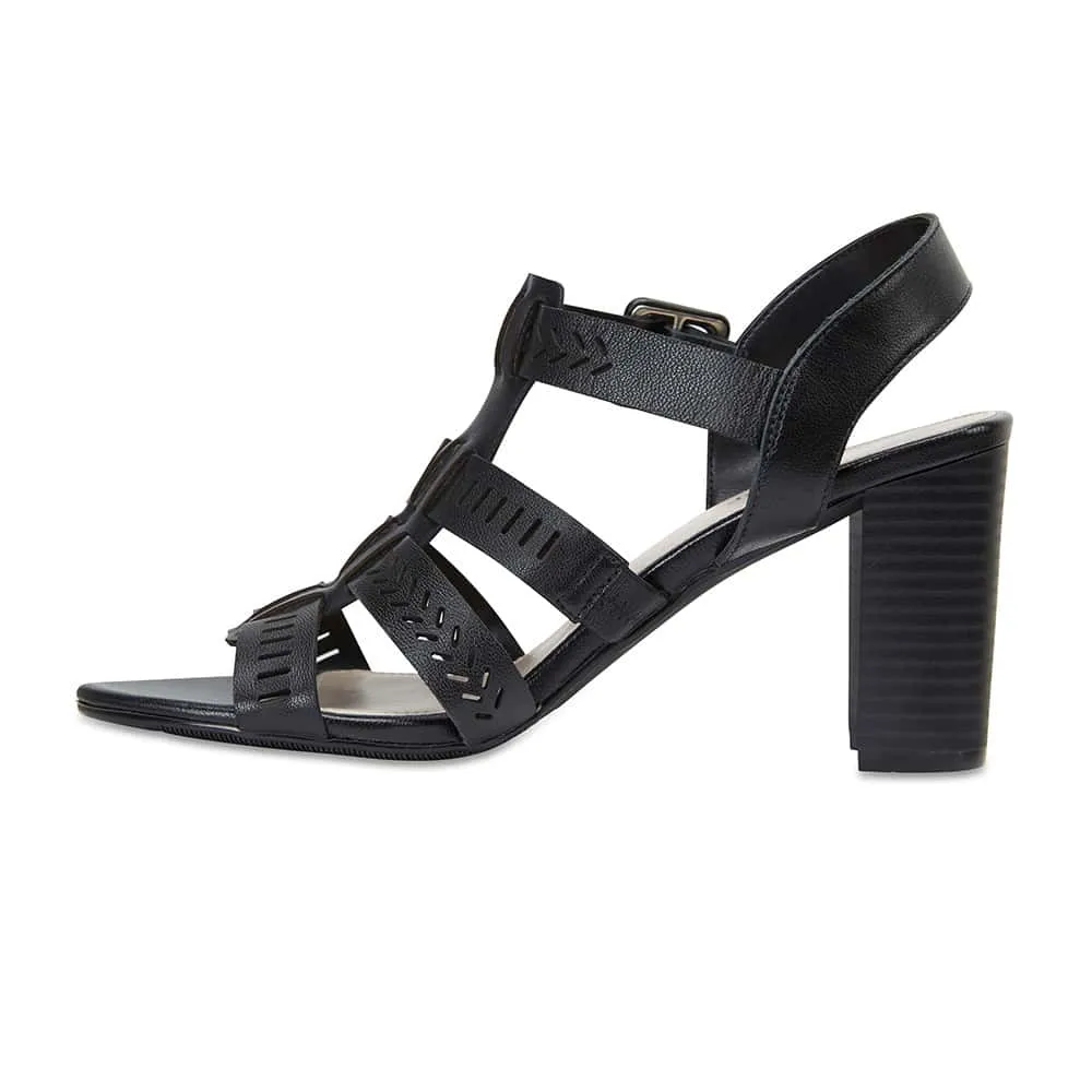 Jamaica Heel in Black Leather