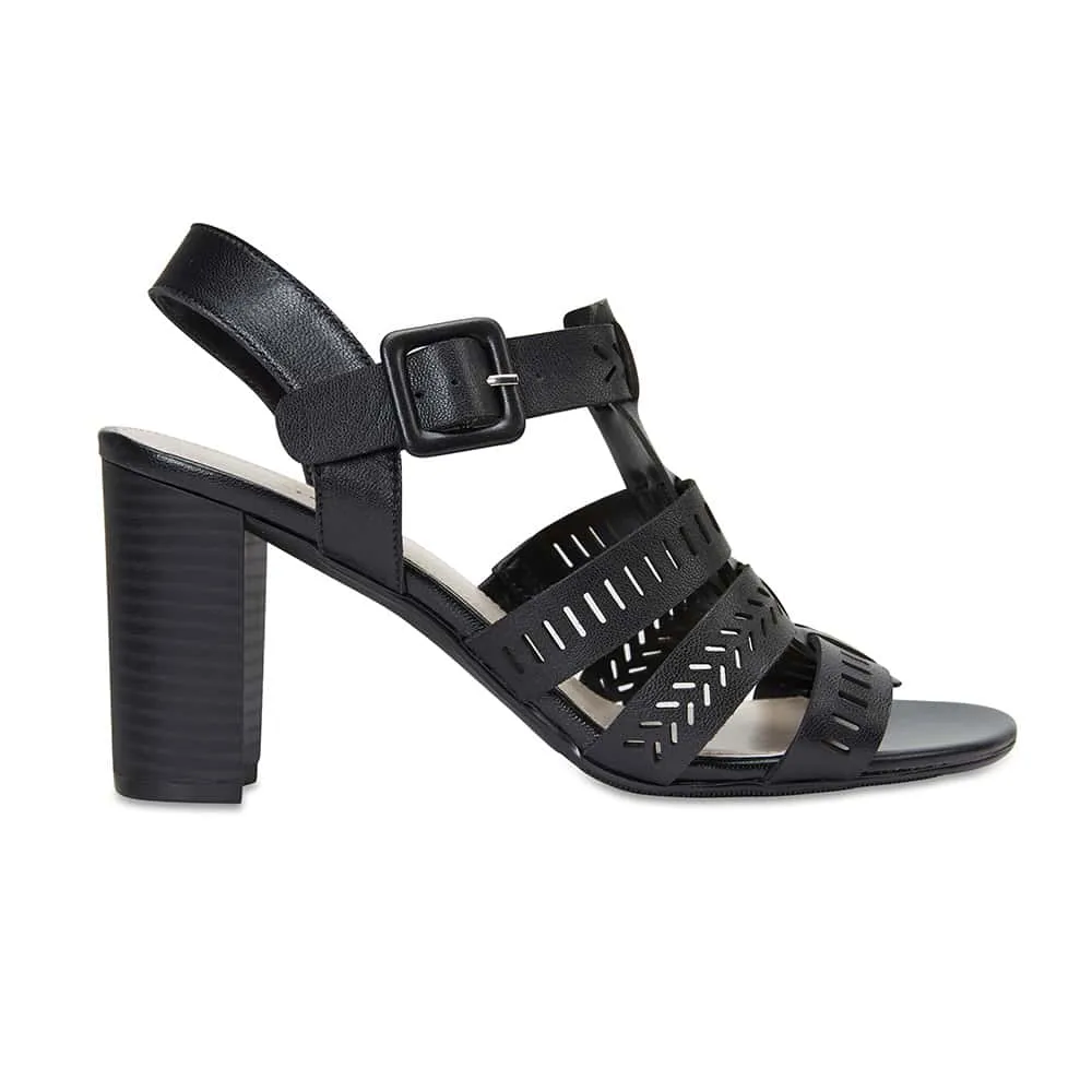 Jamaica Heel in Black Leather
