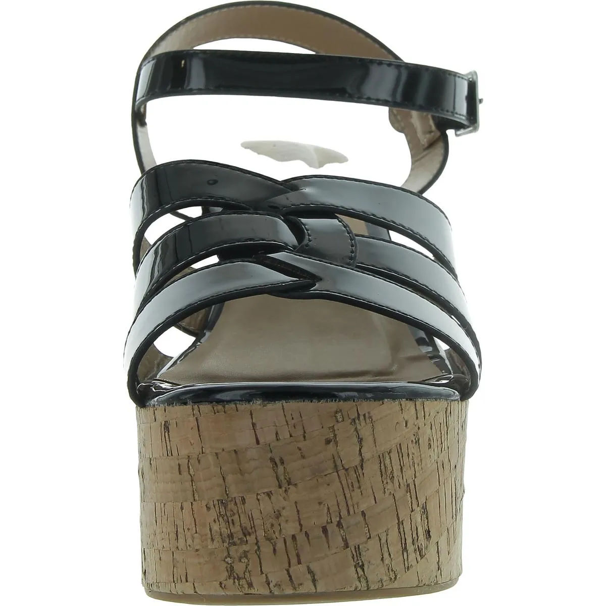 Jania Womens Patent Round Toe Platform Sandals