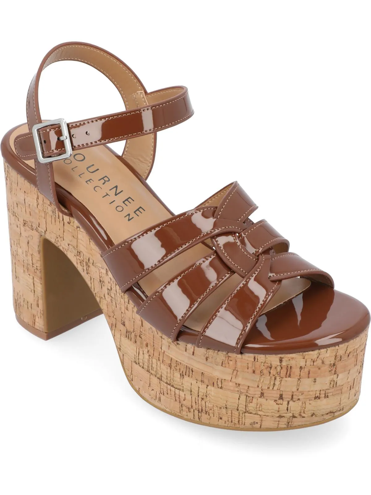 Jania Womens Patent Round Toe Platform Sandals