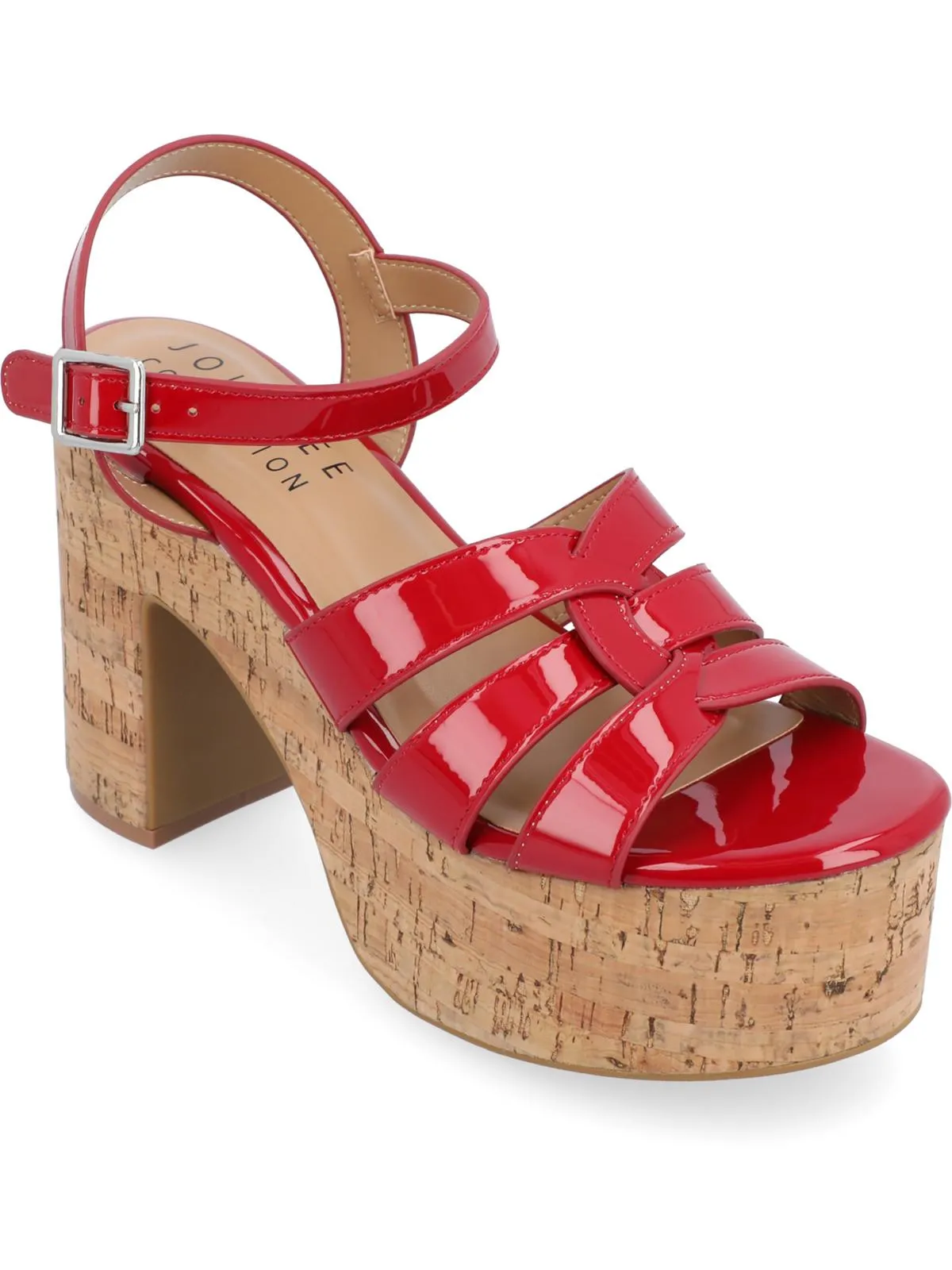 Jania Womens Patent Round Toe Platform Sandals