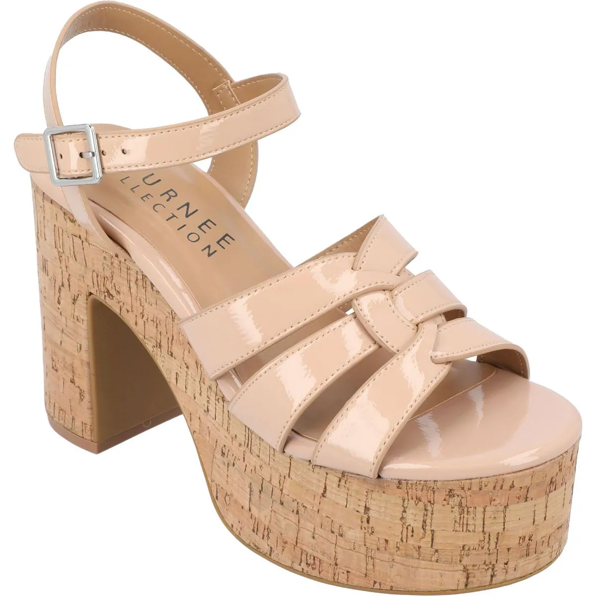 Jania Womens Patent Round Toe Platform Sandals