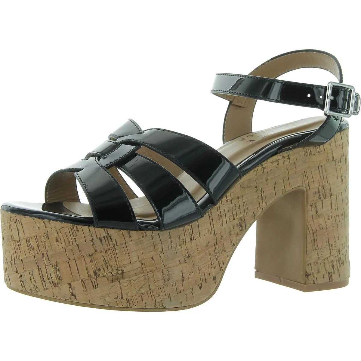 Jania Womens Patent Round Toe Platform Sandals
