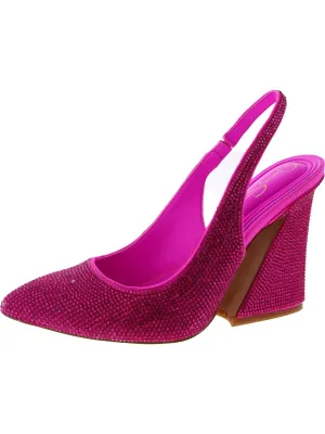 Jiles Womens Faux Suede Rhinestone Slingback Heels