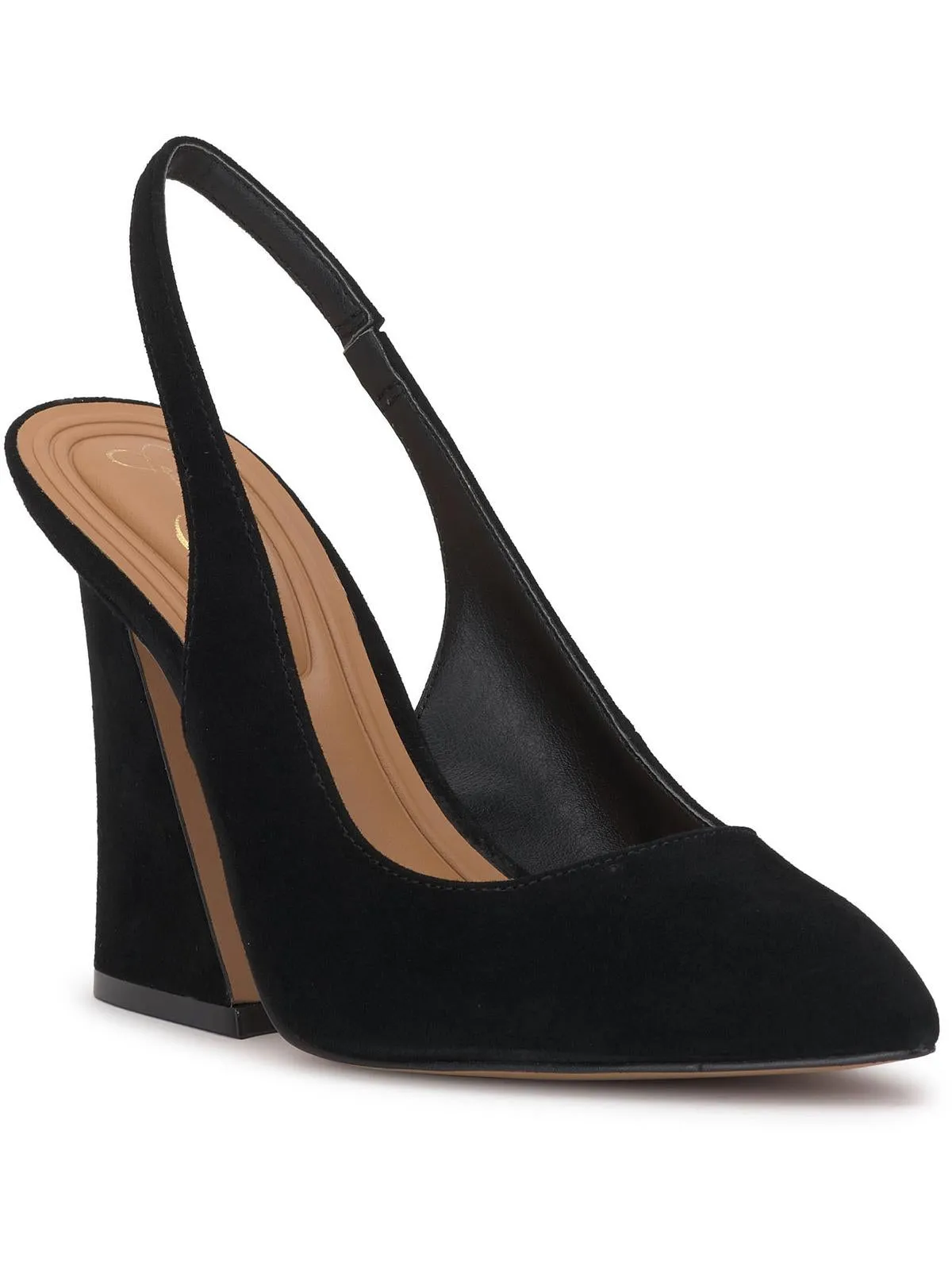 Jiles Womens Faux Suede Rhinestone Slingback Heels