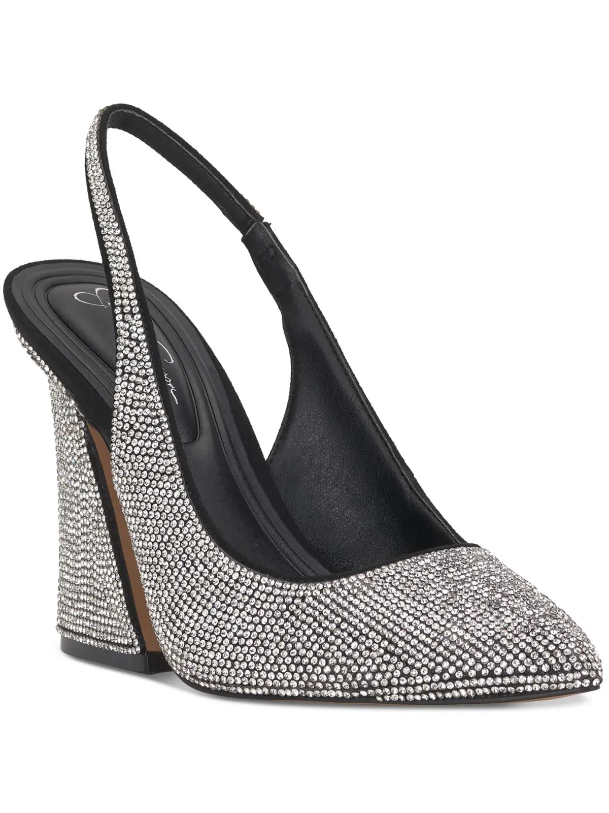 Jiles Womens Faux Suede Rhinestone Slingback Heels